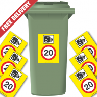 Speed Camera 20 mph Speed Reduction Wheelie Bin Stickers